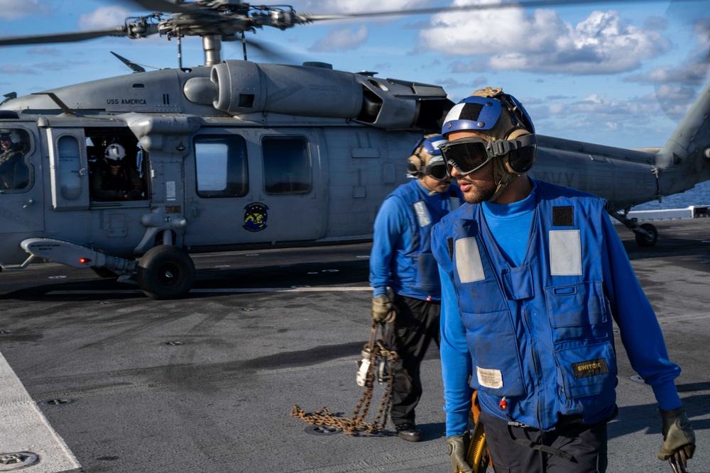 USS America (LHA 6) Conducts Flight Operations