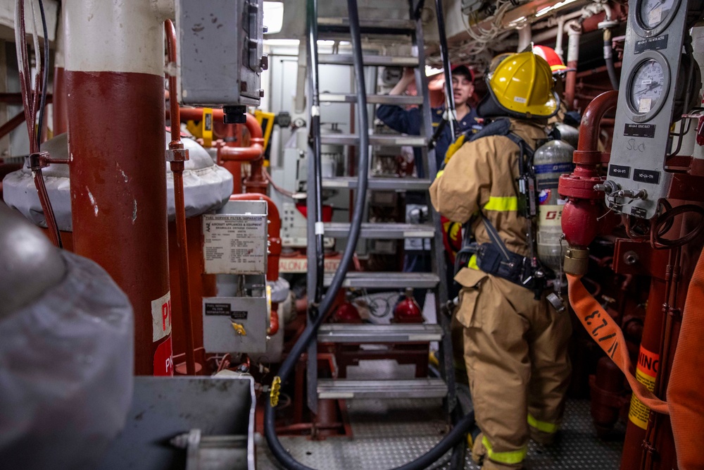 USS Preble Conducts Main Space Fire Drill
