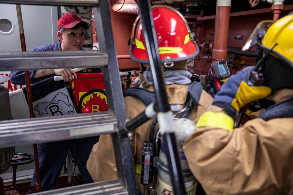 USS Preble Conducts Main Space Fire Drill