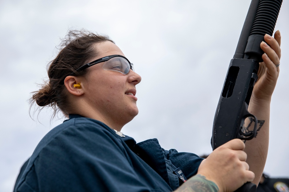 USS Preble Conducts M500 Gun Shoot