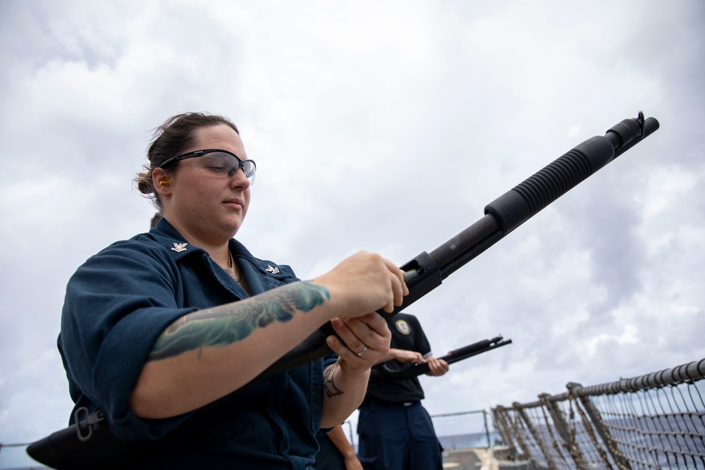 USS Preble Conducts M500 Gun Shoot