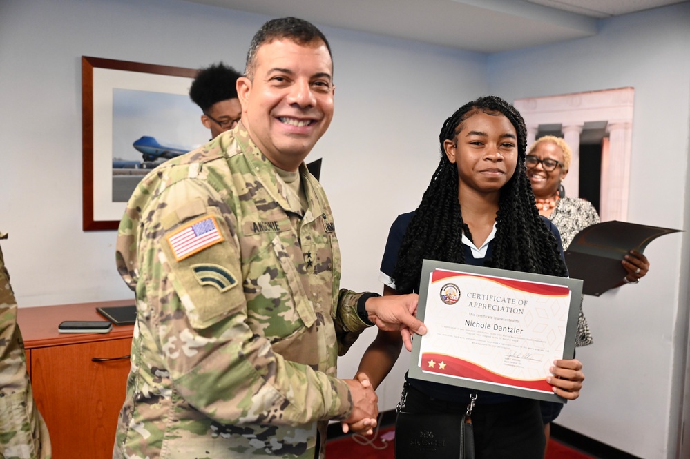 Certificates of Appreciation Presented to 2025 Mayor Marion S. Barry Summer Youth Employment Program (MBSYEP) Interns