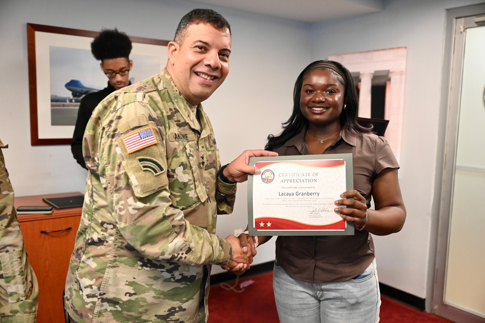 Certificates of Appreciation Presented to 2025 Mayor Marion S. Barry Summer Youth Employment Program (MBSYEP) Interns