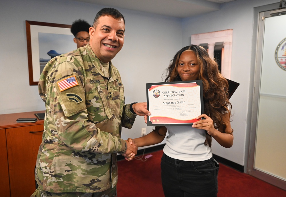 Certificates of Appreciation Presented to 2025 Mayor Marion S. Barry Summer Youth Employment Program (MBSYEP) Interns