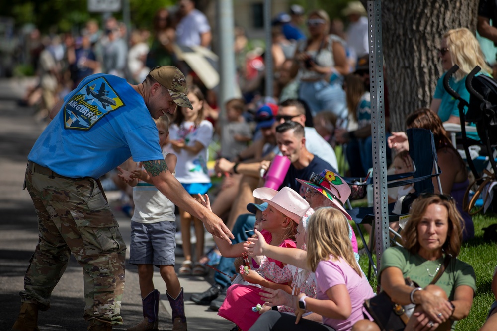 The Wyoming National Guard participates in the Cheyenne Frontier Days grand parade