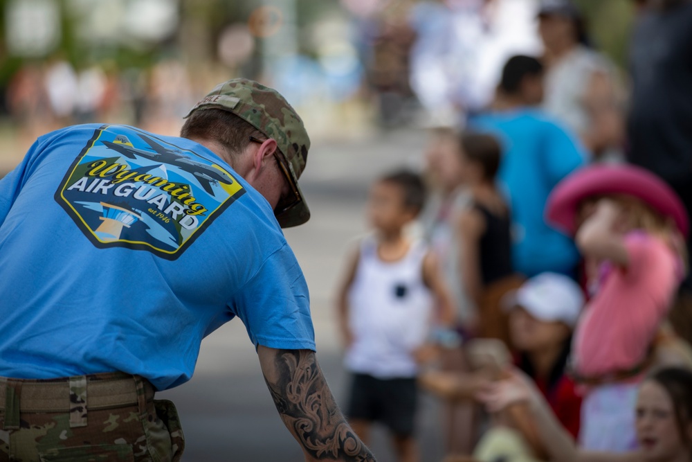 The Wyoming National Guard participates in the Cheyenne Frontier Days grand parade