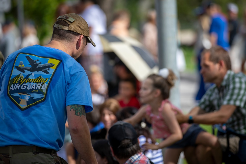 The Wyoming National Guard participates in the Cheyenne Frontier Days grand parade