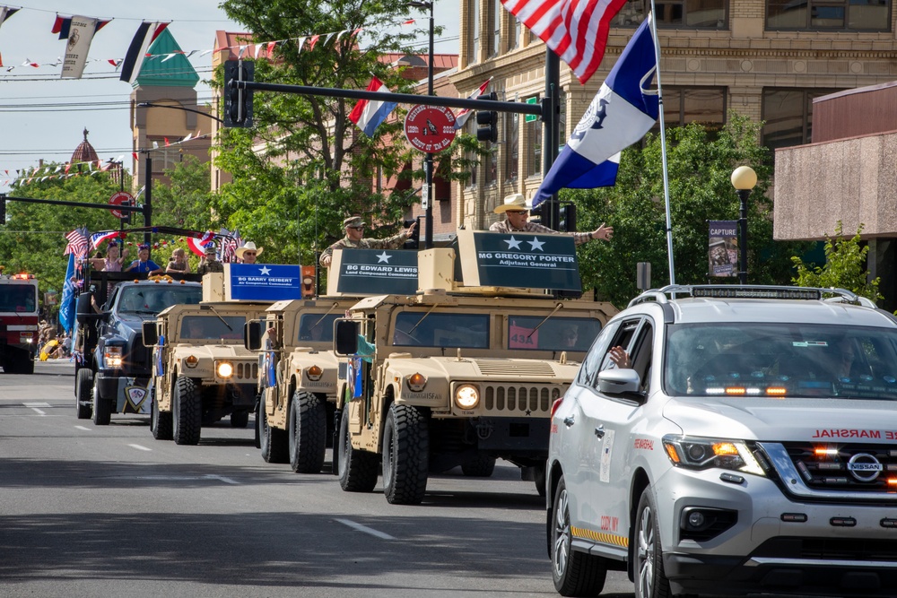 The Wyoming National Guard participates in the Cheyenne Frontier Days grand parade