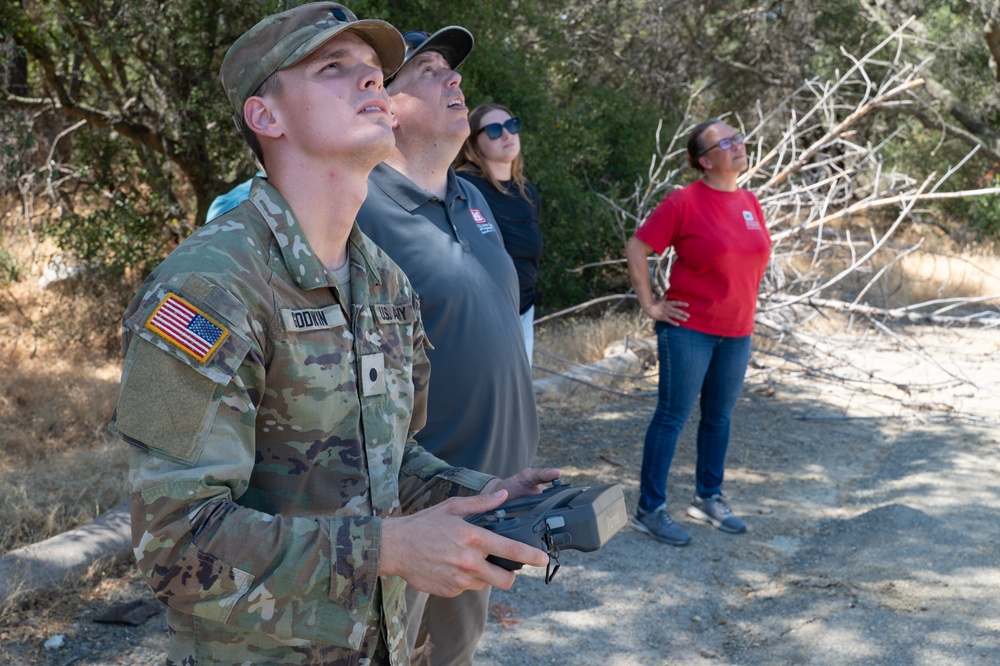 ROTC cadet takes flight during drone training at Folsom Dam