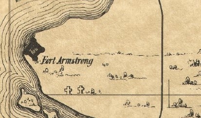 Map showing Armstrong cemetery and original union cemetery