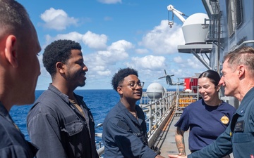 Commander, Task Force 76, Visits Fueling at Sea Station aboard USS America (LHA 6)