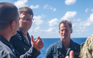 Commander, Task Force 76, Visits Fueling at Sea Station aboard USS America (LHA 6)