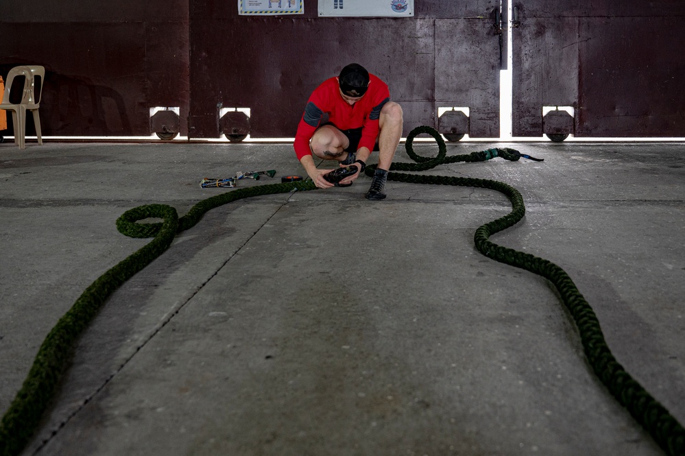 U.S. Air Force special operators practice static repel and fast rope training