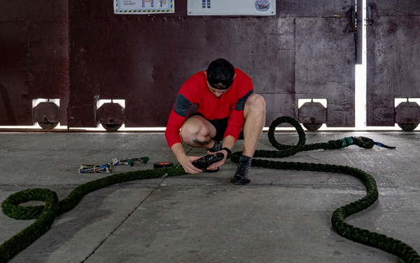 U.S. Air Force special operators practice static repel and fast rope training