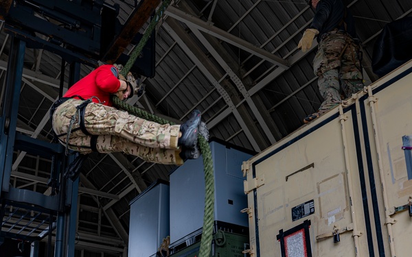 U.S. Air Force special operators practice static repel and fast rope training