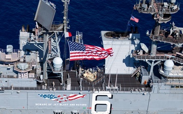 USS America (LHA 6) and 31st Marine Expeditionary Unit Conduct Photo Formation Commemorating 250 Years of Service
