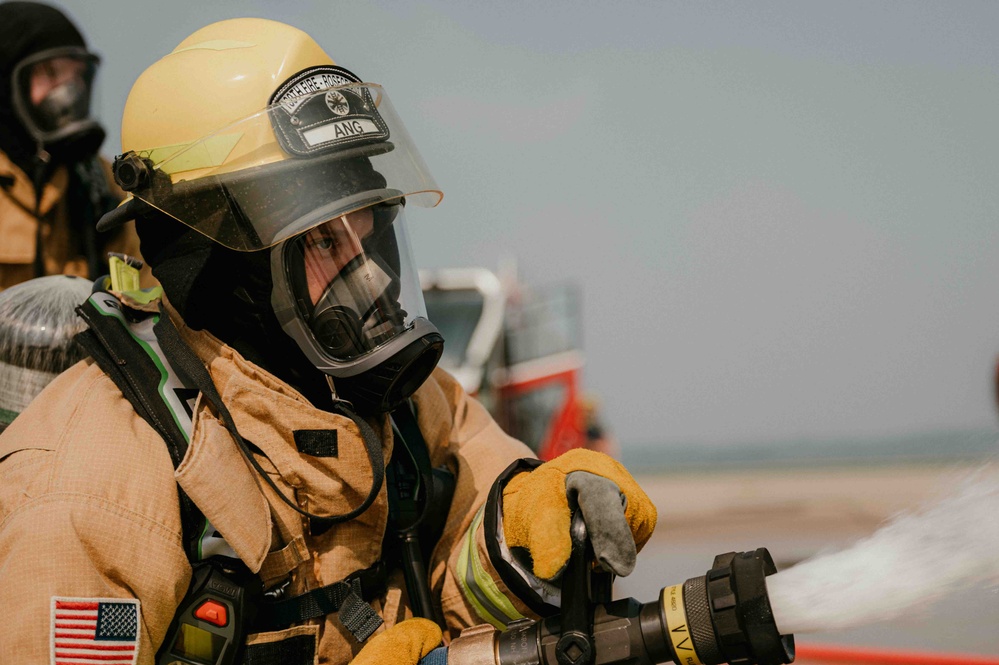 Fire Emergency Services train in live fire simulation