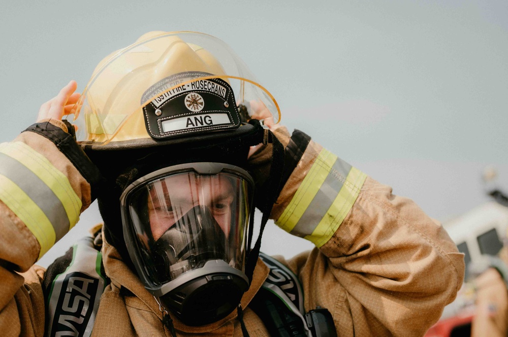 Fire Emergency Services train in live fire simulation