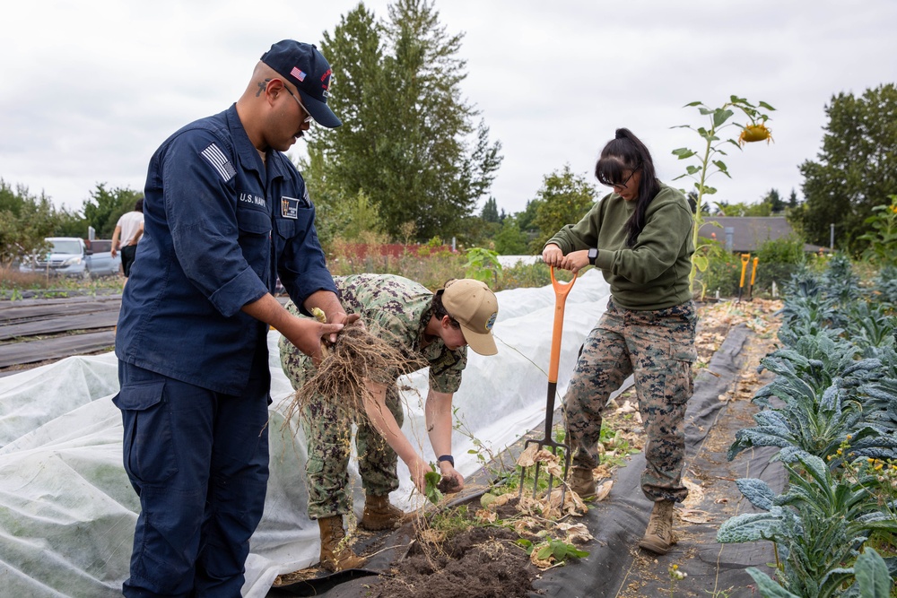 Sailors and Marines help out at University of Washington Farm during Seattle Fleet Week 2025