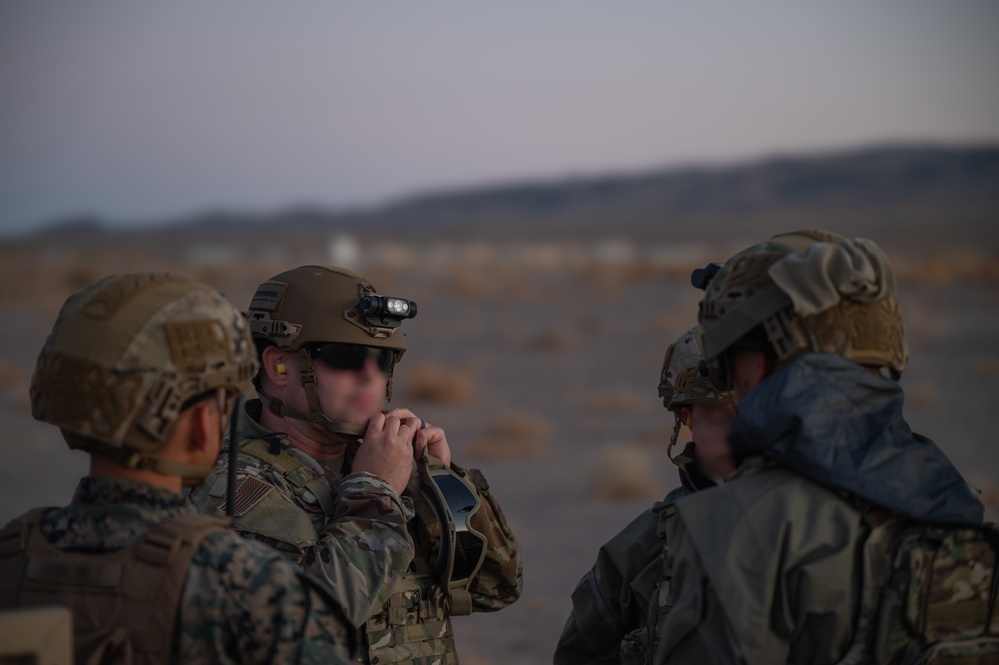 U.S. Air Force Airmen and U.S. Marines conduct CBRN exercise