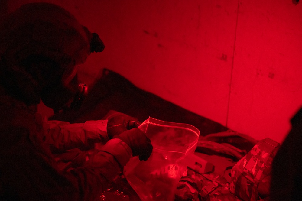 U.S. Air Force Airmen and U.S. Marines conduct CBRN exercise