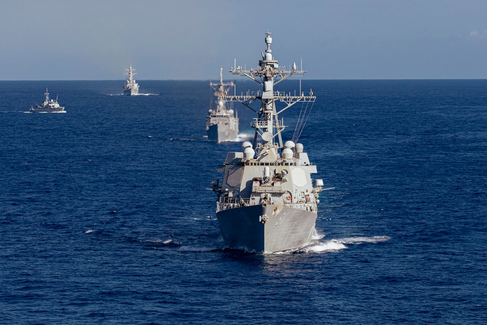 Neptune Strike Enhanced Vigilance Activity Ships Sail in Formation