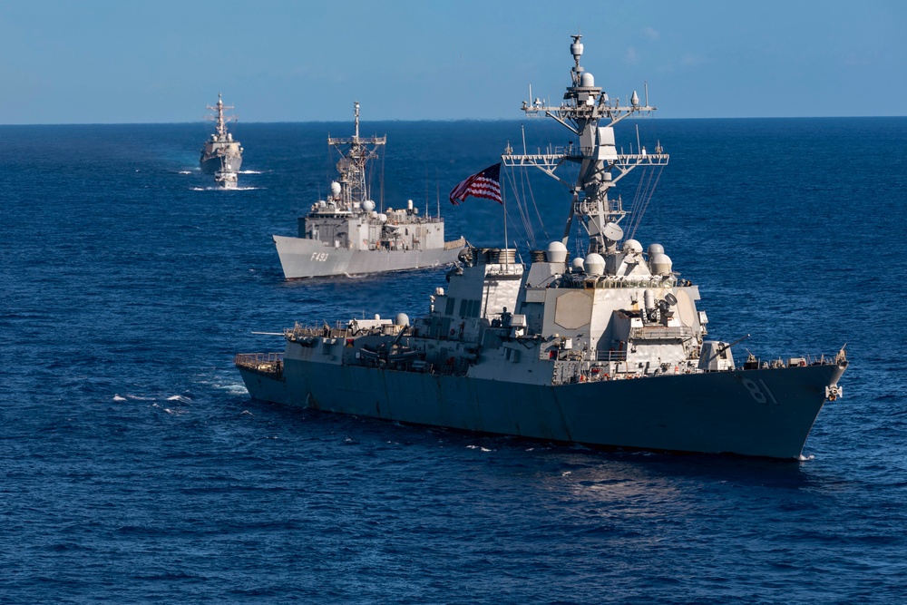 Neptune Strike Enhanced Vigilance Activity Ships Sail in Formation