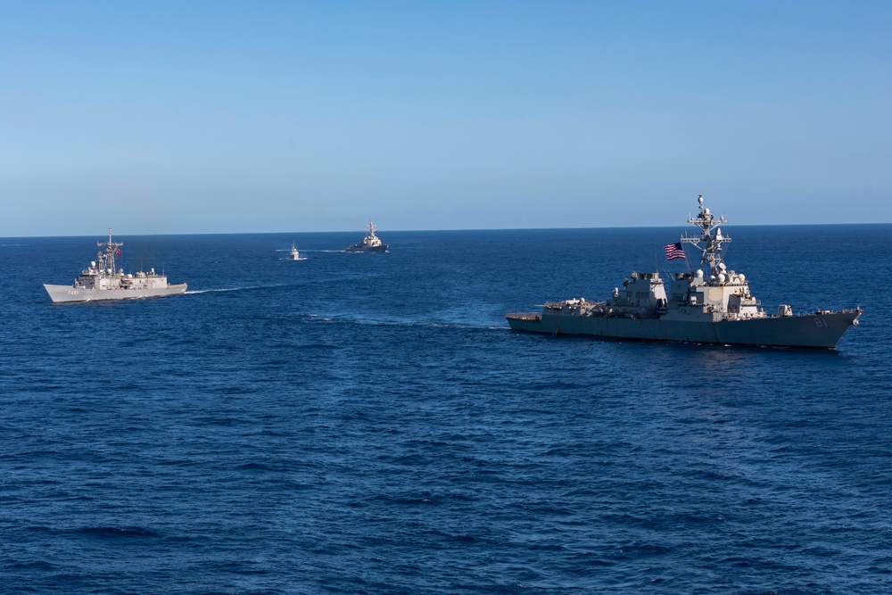 Neptune Strike Enhanced Vigilance Activity Ships Sail in Formation