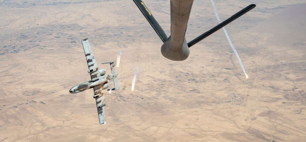Air Force Thunderbolt II's refuel over USCENTCOM AOR