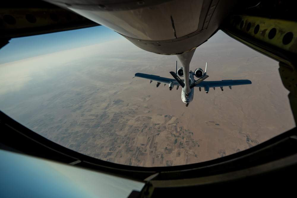 Air Force Thunderbolt II's refuel over USCENTCOM AOR