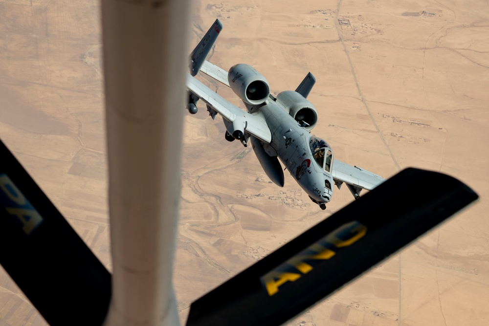 Air Force Thunderbolt II's refuel over USCENTCOM AOR