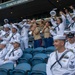 Sailors and Marines attend the Seattle Seahawks Fest