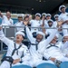 Sailors and Marines attend the Seattle Seahawks Fest