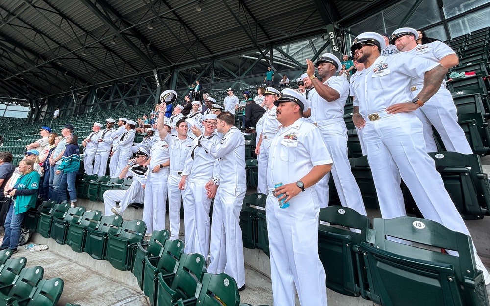 Sailors attend a Mariners game during Seattle Fleet Week 2025