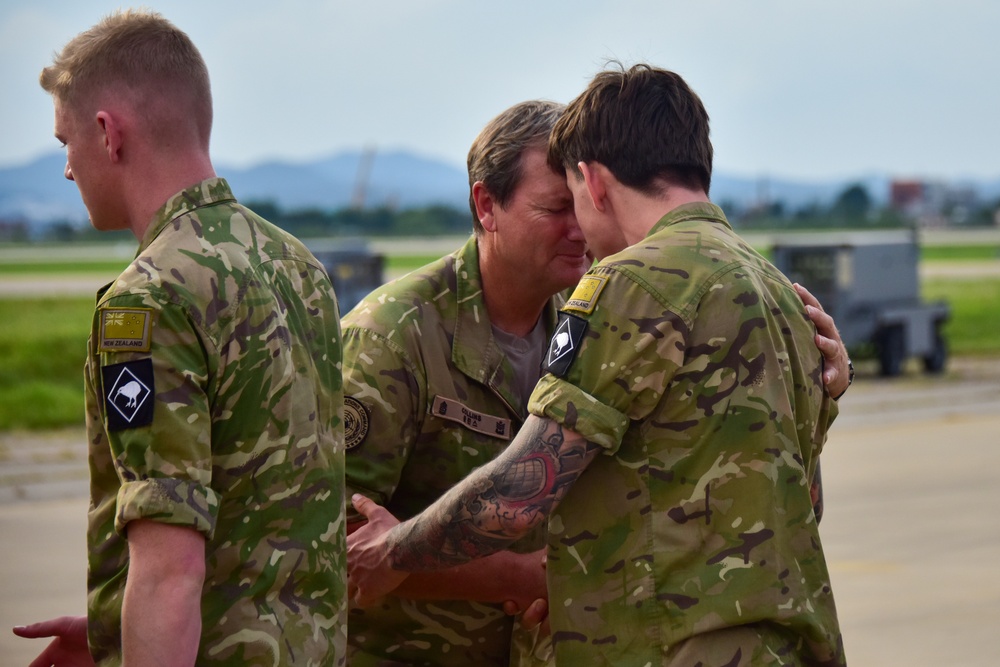 The New Zealand Defense Force arrives at Osan Air Force Base, South Korea.