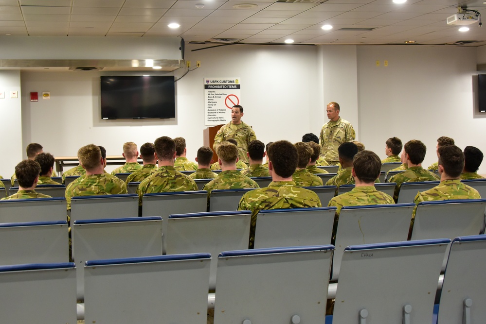 The New Zealand Defense Force arrives at Osan Air Force Base, South Korea.