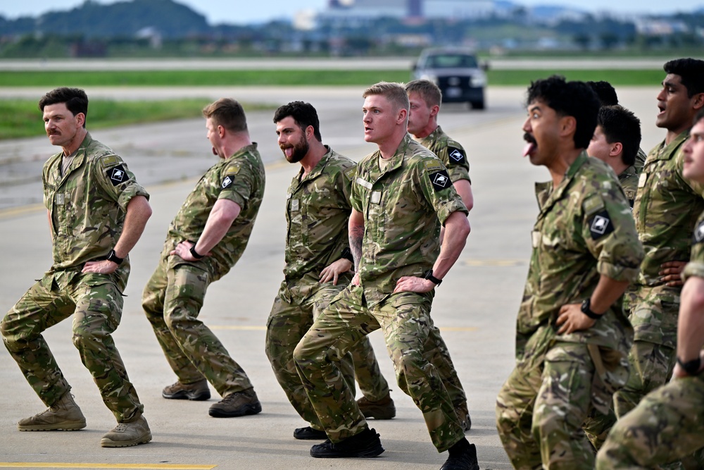 The New Zealand Defense Force arrives at Osan Air Force Base, South Korea.