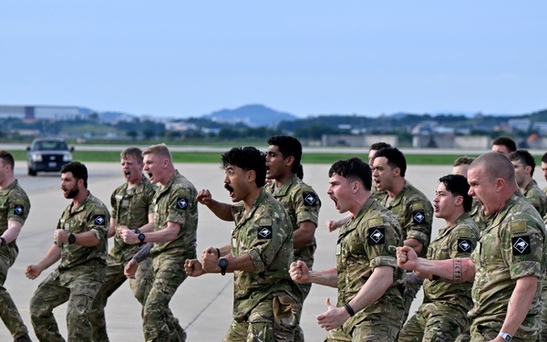 The New Zealand Defense Force arrives at Osan Air Force Base, South Korea.