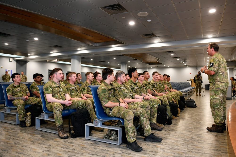 The New Zealand Defense Force arrives at Osan Air Force Base, South Korea.