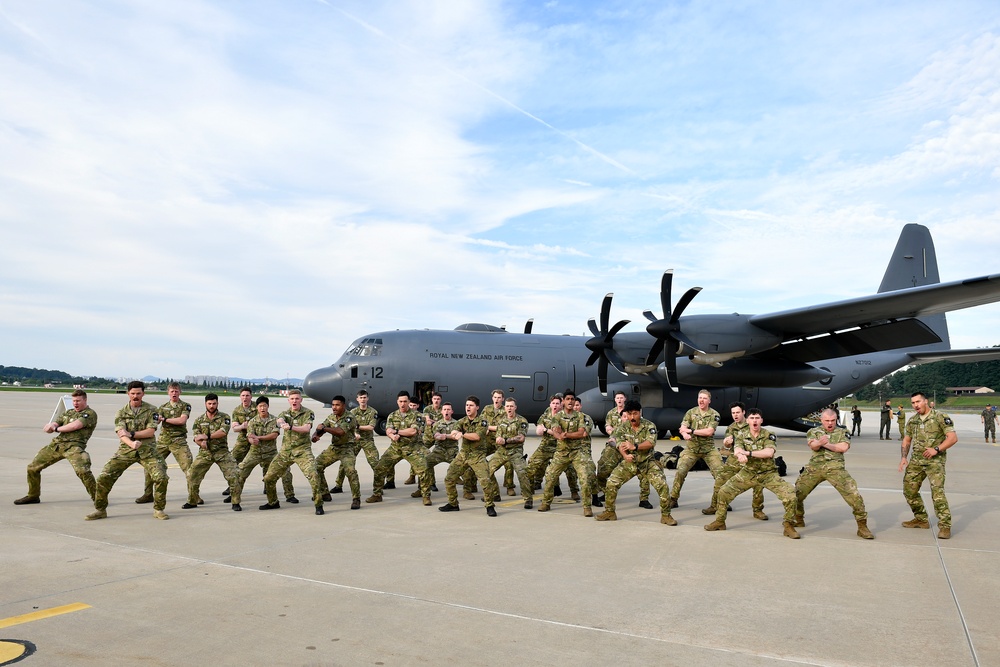 The New Zealand Defense Force arrives at Osan Air Force Base, South Korea.