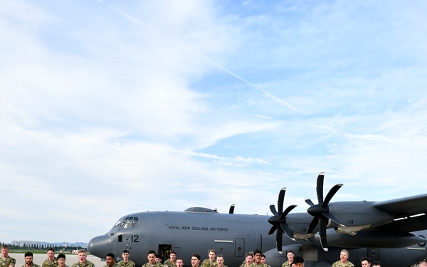 The New Zealand Defense Force arrives at Osan Air Force Base, South Korea.