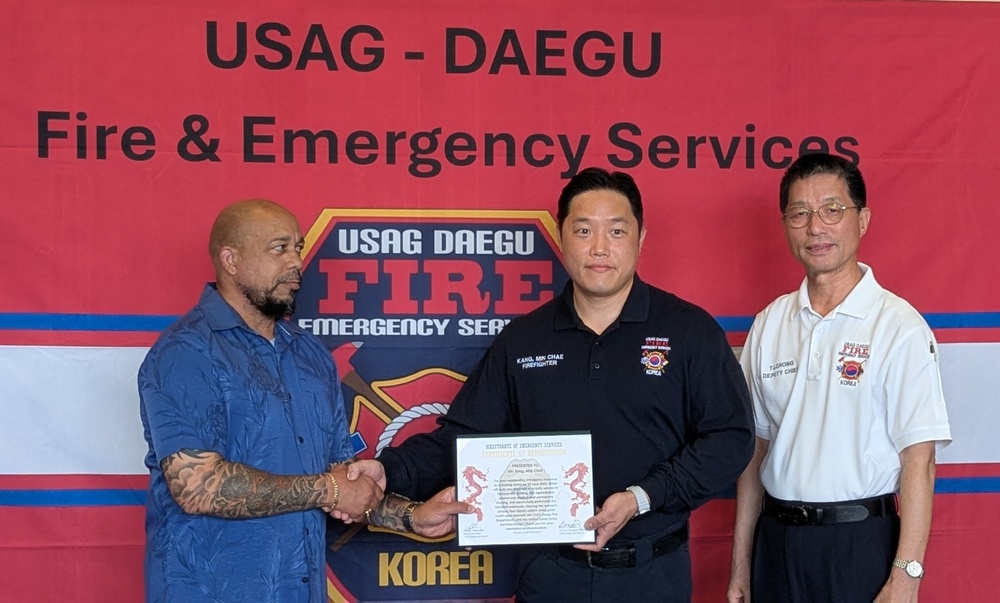 USAG Daegu recognizes Life Saving Firefighter