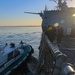 USS Bulkeley Sailors receive a pilot boat during a sea-and-anchor