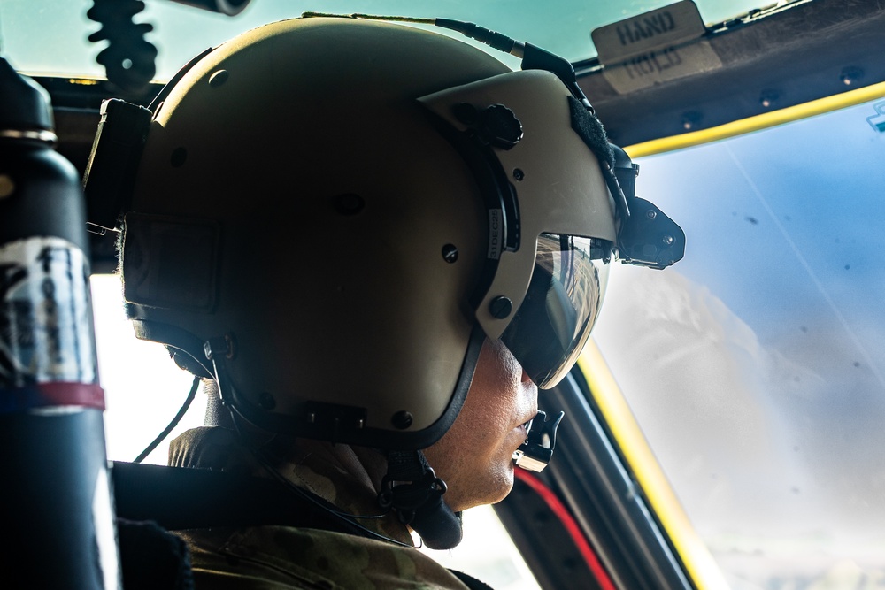 Pre-flight checks by U.S. Army MH-60 Blackhawk crew