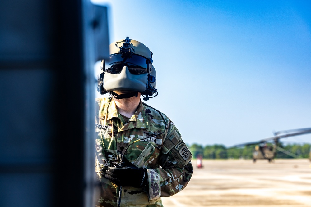 Pre-flight checks by a U.S. Army MH-60 Blackhawk crew