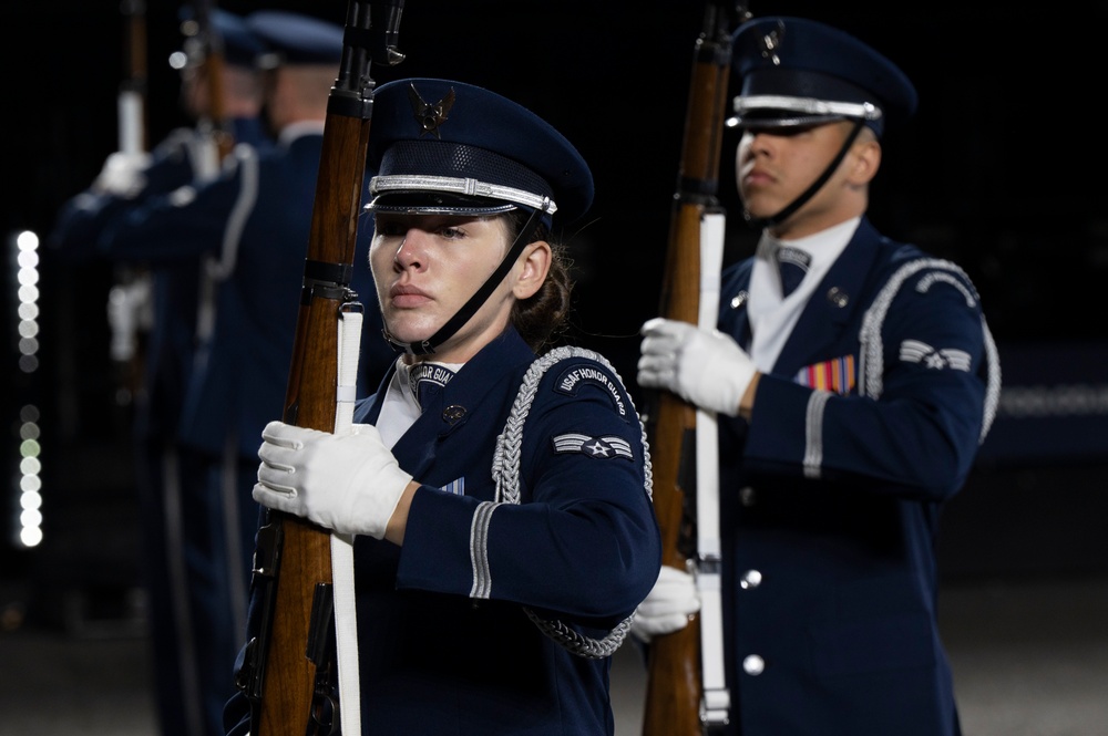 Air Force Drill Team rehearses for 75th Edinburgh Tattoo