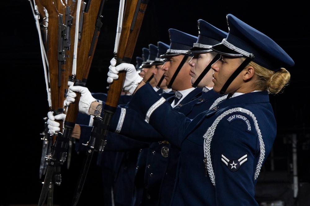 Air Force Drill Team rehearses for 75th Edinburgh Tattoo