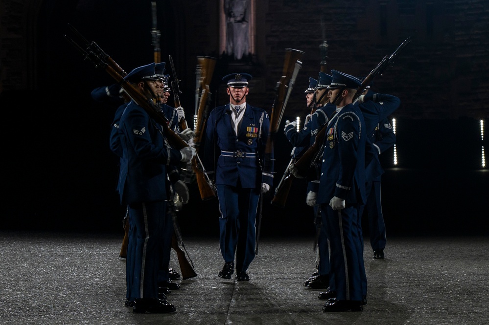 Air Force Drill Team rehearses for 75th Edinburgh Tattoo