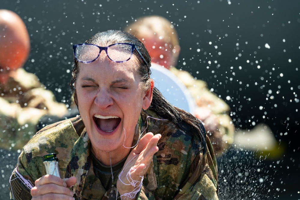 Even the sunshine celebrated: 315th AES CC Fini Flight