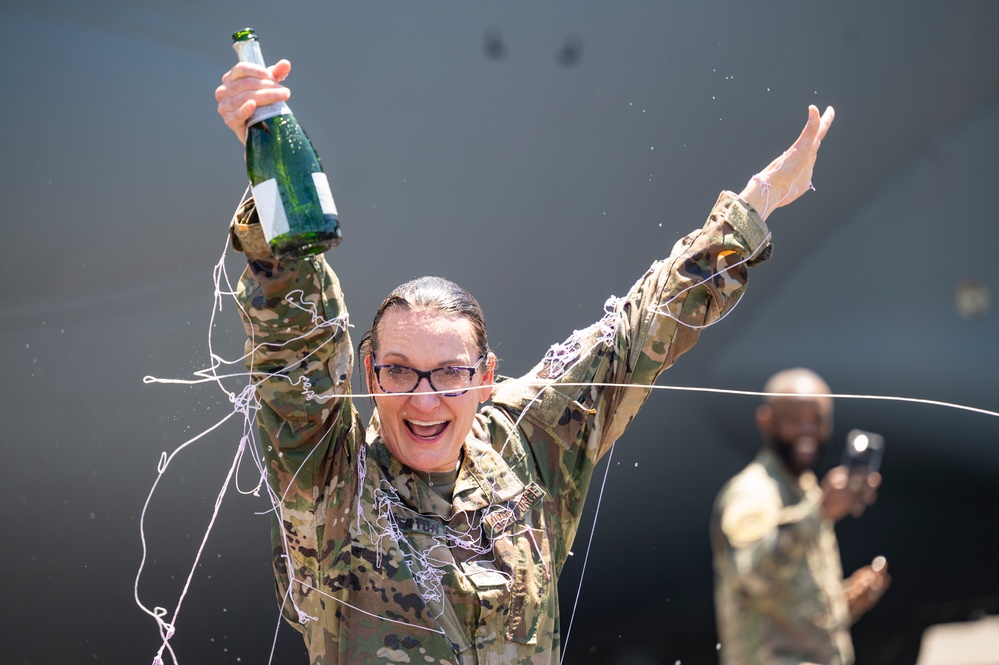 Even the sunshine celebrated: 315th AES CC Fini Flight